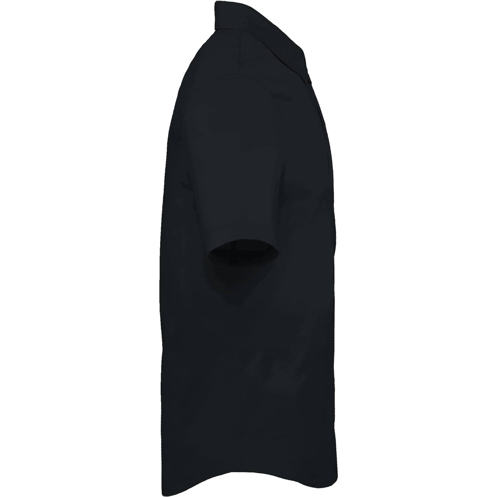 Tatra Short Sleeve Knit Dress Shirt with Recycled Polyester for Men Embroidery - Black - Right Side