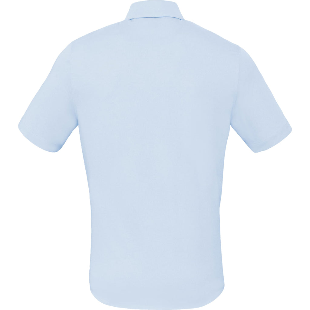 Tatra Short Sleeve Knit Dress Shirt with Recycled Polyester for Men Embroidery - Frost Blue - Back