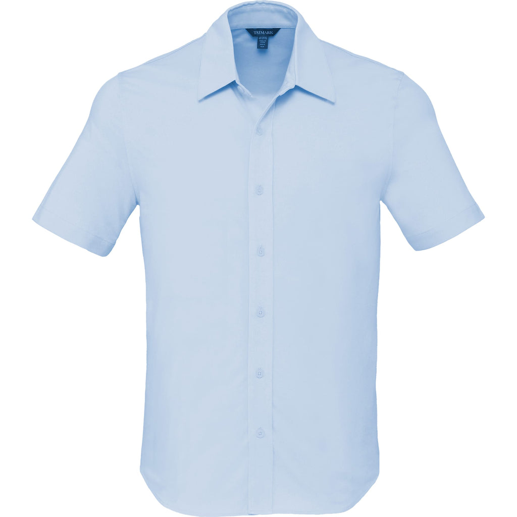 Tatra Short Sleeve Knit Dress Shirt with Recycled Polyester for Men Embroidery - Frost Blue - Front