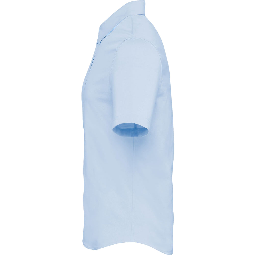 Tatra Short Sleeve Knit Dress Shirt with Recycled Polyester for Men Embroidery - Frost Blue - Left Side