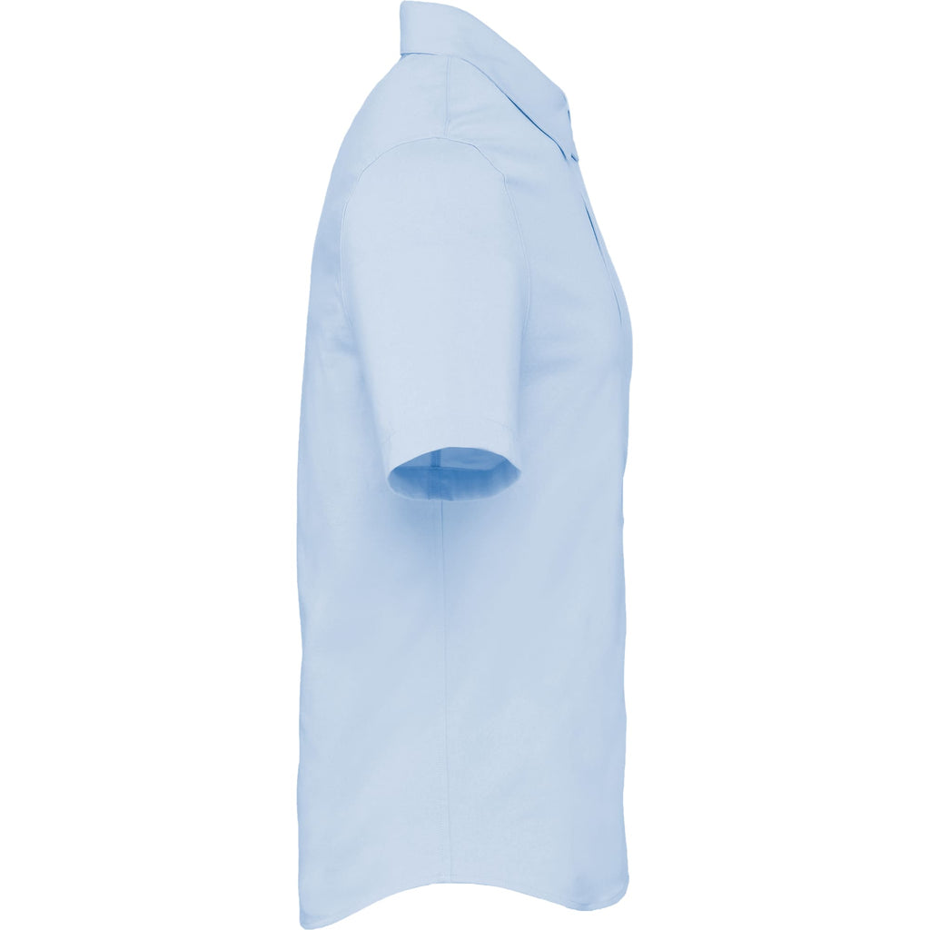 Tatra Short Sleeve Knit Dress Shirt with Recycled Polyester for Men Embroidery - Frost Blue - Right Side