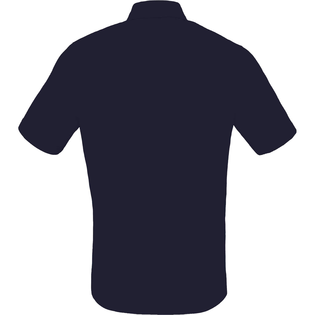 Tatra Short Sleeve Knit Dress Shirt with Recycled Polyester for Men Embroidery - Navy - Back