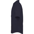 Tatra Short Sleeve Knit Dress Shirt with Recycled Polyester for Men Embroidery - Navy - Left Side