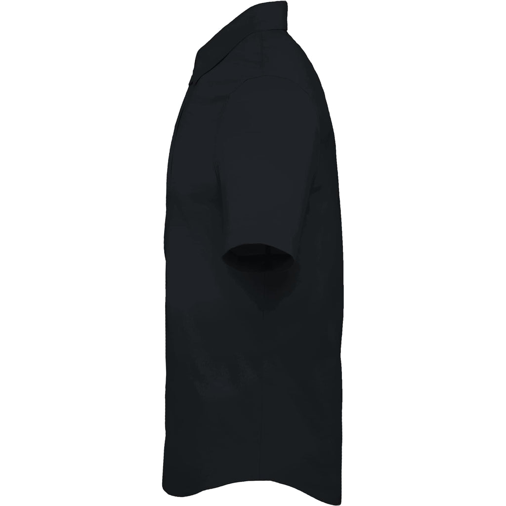 Tatra Short Sleeve Knit Dress Shirt with Recycled Polyester for Men Transfer - Black - Left Side