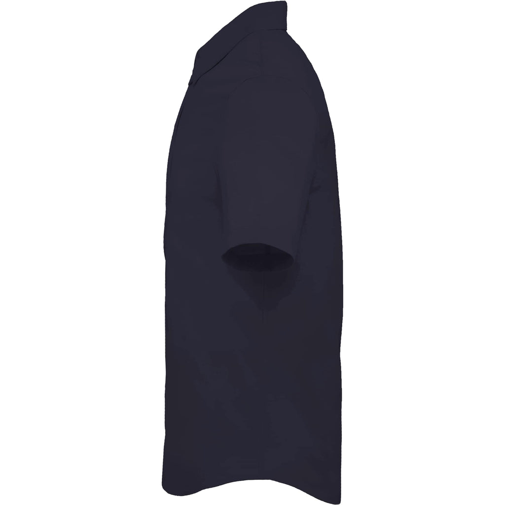 Tatra Short Sleeve Knit Dress Shirt with Recycled Polyester for Men Transfer - Navy - Left Side