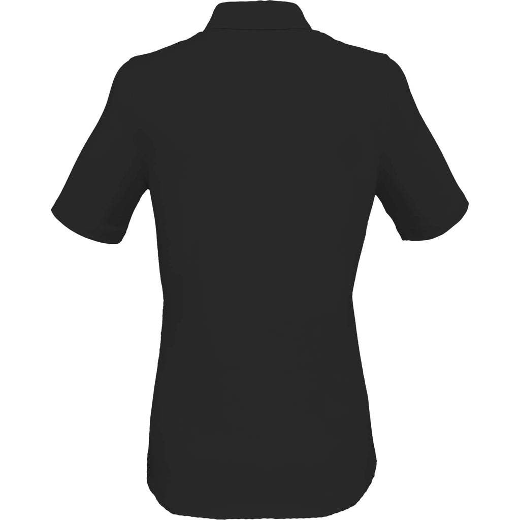 Tatra Short Sleeve Knit Dress Shirt with Recycled Polyester for Women Embroidery - Black - Back