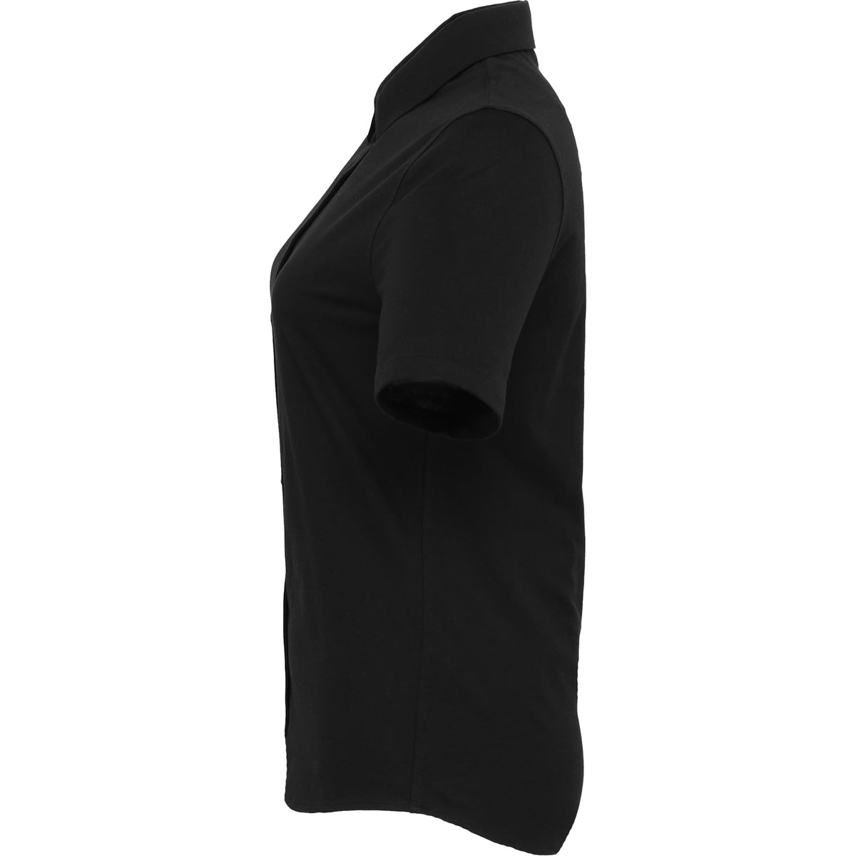 Tatra Short Sleeve Knit Dress Shirt with Recycled Polyester for Women Embroidery - Black - Left Side