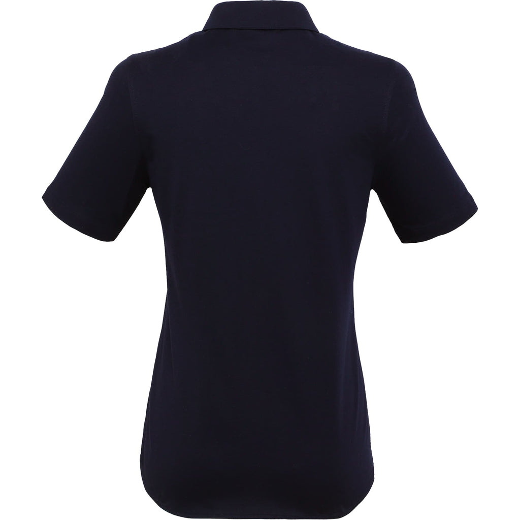 Tatra Short Sleeve Knit Dress Shirt with Recycled Polyester for Women Embroidery - Navy - Back
