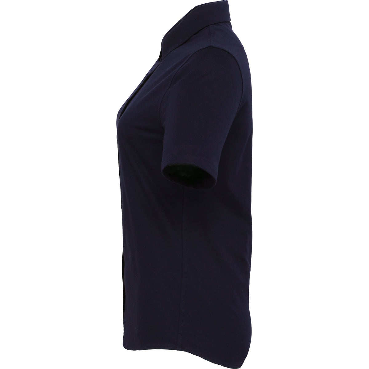 Tatra Short Sleeve Knit Dress Shirt with Recycled Polyester for Women Embroidery - Navy - Left Side