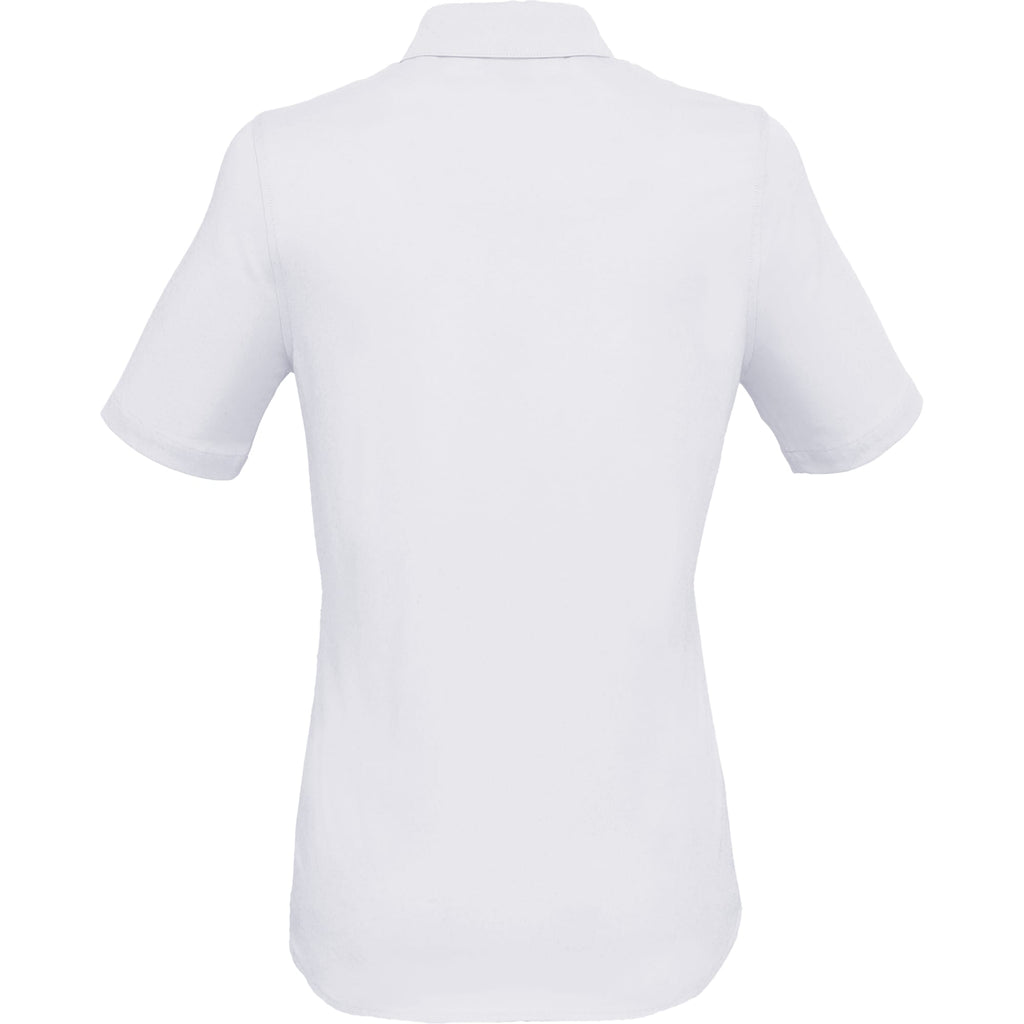 Tatra Short Sleeve Knit Dress Shirt with Recycled Polyester for Women Embroidery - White - Back