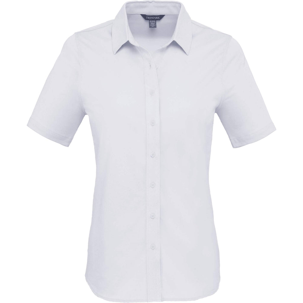 Tatra Short Sleeve Knit Dress Shirt with Recycled Polyester for Women Embroidery - White - Front