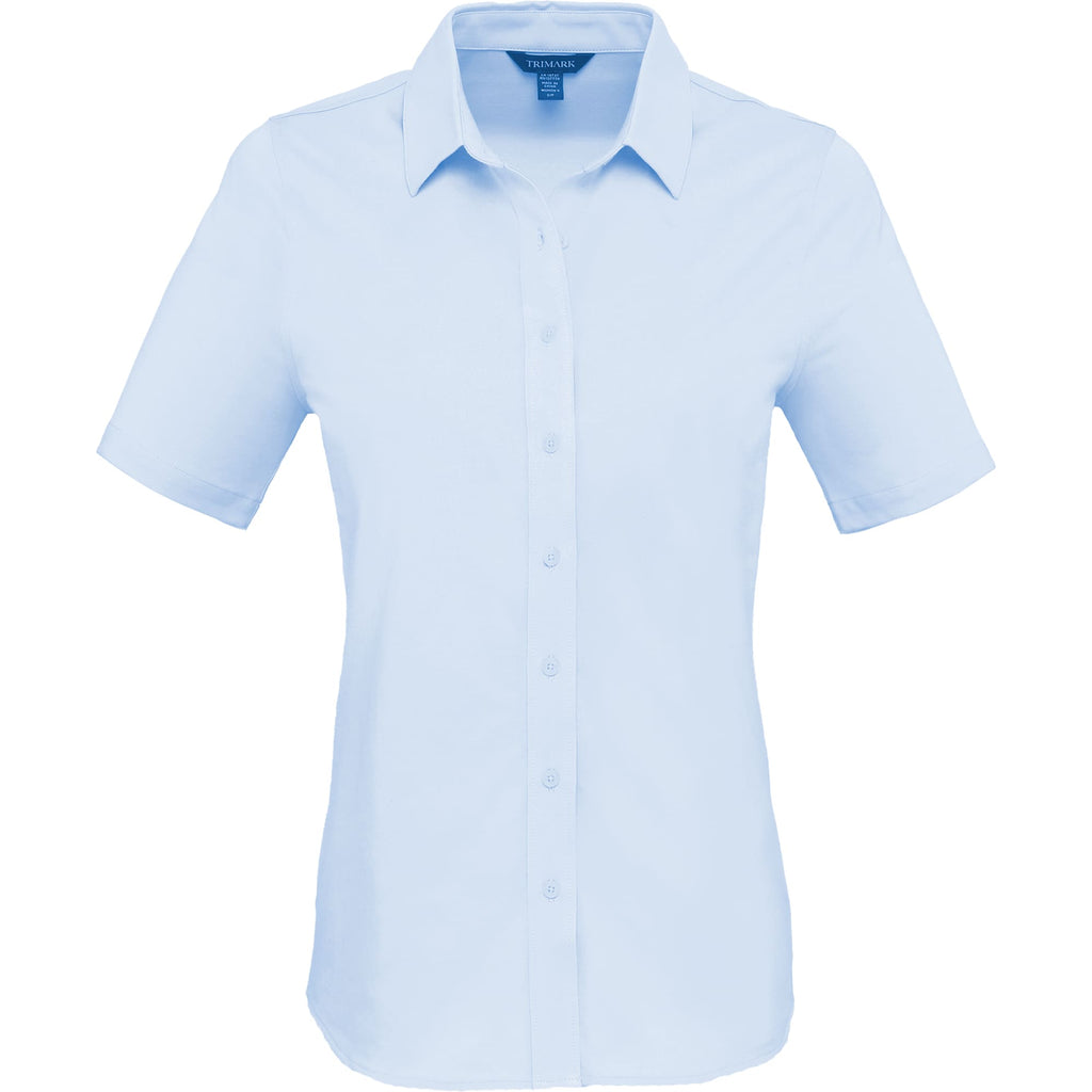 Tatra Short Sleeve Knit Dress Shirt with Recycled Polyester for Women Transfer - Frost Blue - Front