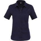 Tatra Short Sleeve Knit Dress Shirt with Recycled Polyester for Women Transfer - Navy - Front