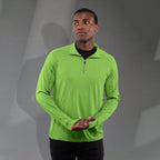 Taza Knit Quarter Zip with Thumb Holes for Men Transfer - Apple Heather - Front On Model