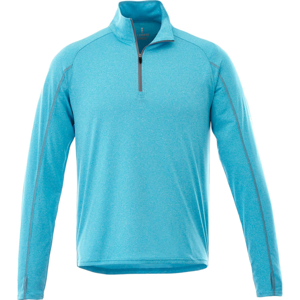 Taza Knit Quarter Zip with Thumb Holes for Men Transfer - Aspen Heather - Front Flat