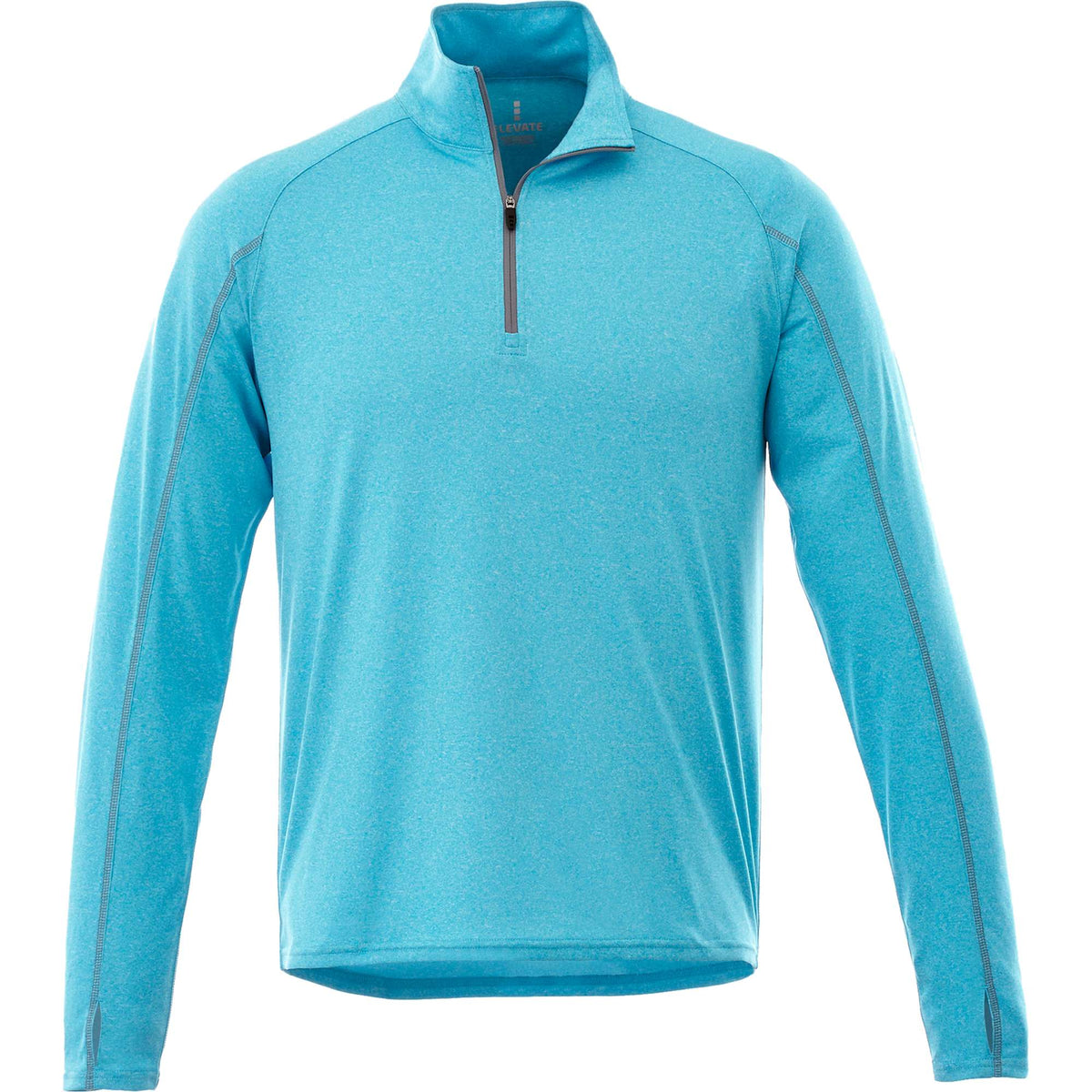 Taza Knit Quarter Zip with Thumb Holes for Men Transfer - Aspen Heather - Front Flat