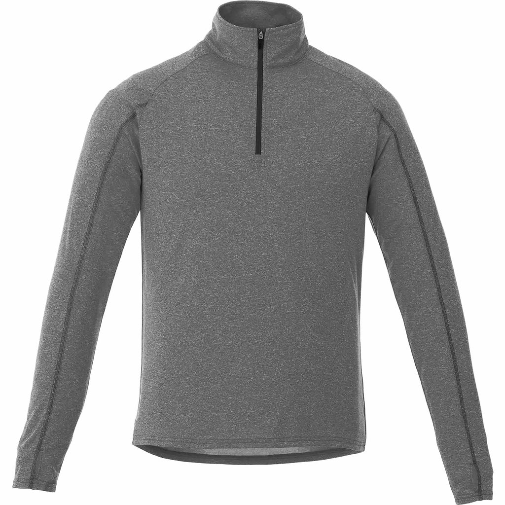 Taza Knit Quarter Zip with Thumb Holes for Men Transfer - Heather Dark Charcoal - Front