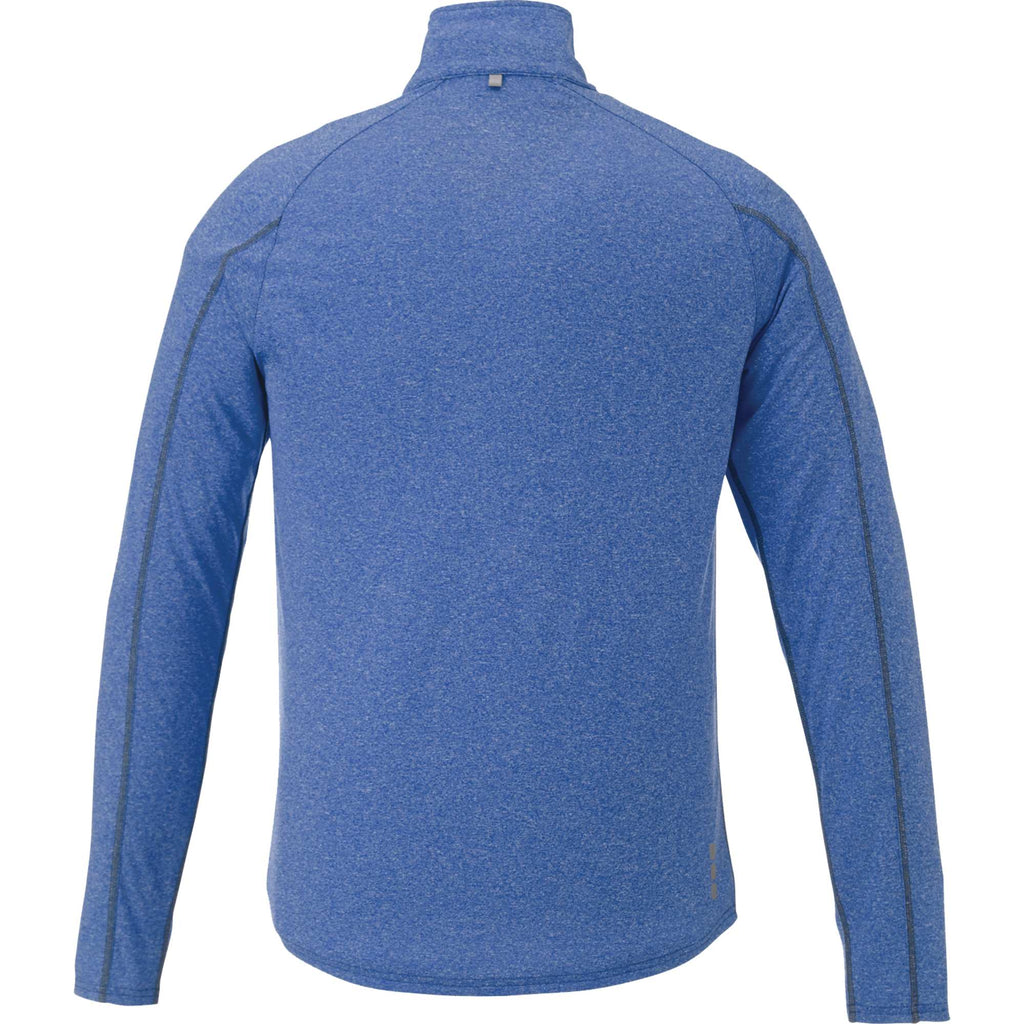 Taza Knit Quarter Zip with Thumb Holes for Men Transfer - New Royal Heather - Back Flat