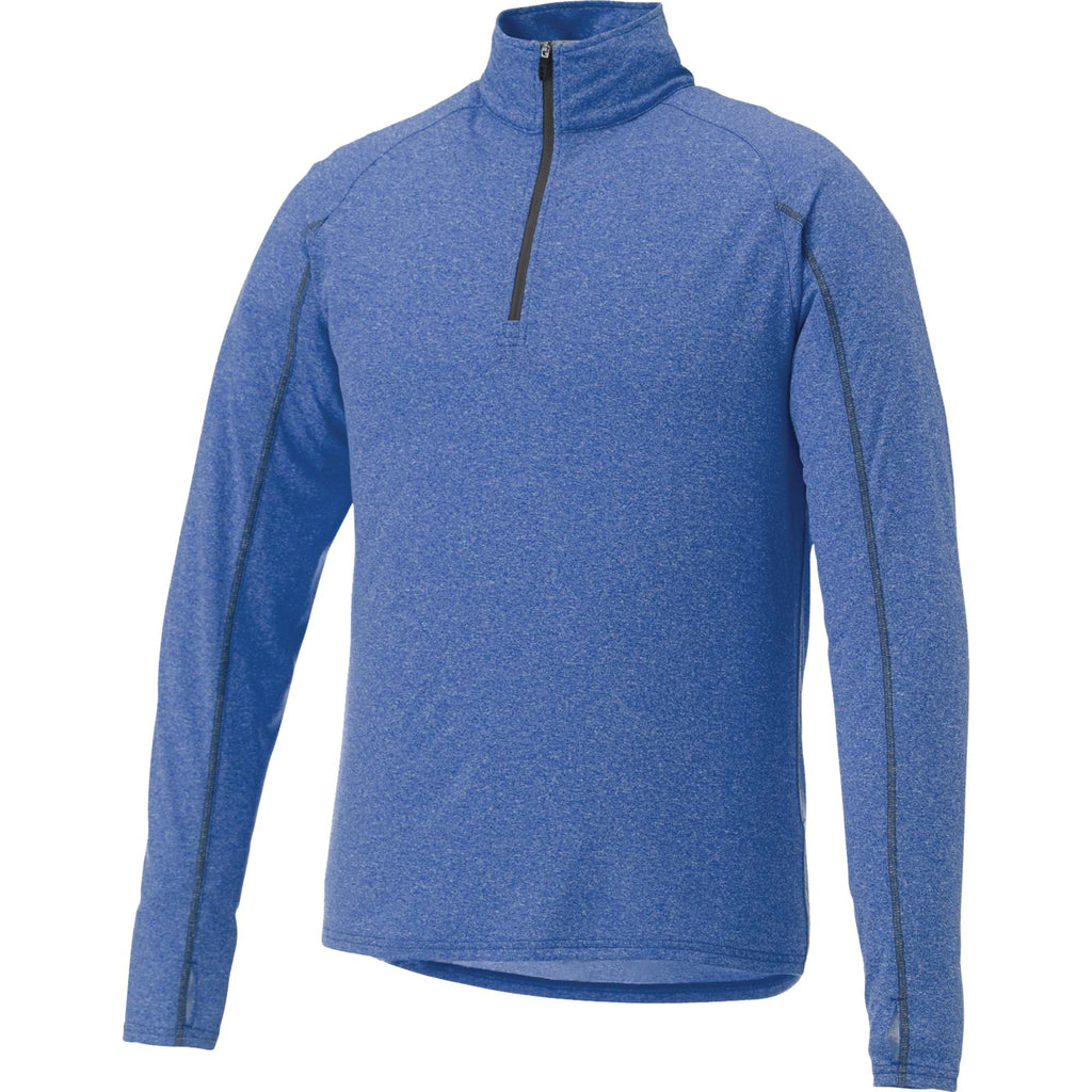Taza Knit Quarter Zip with Thumb Holes for Men Transfer - New Royal Heather - Flat 2