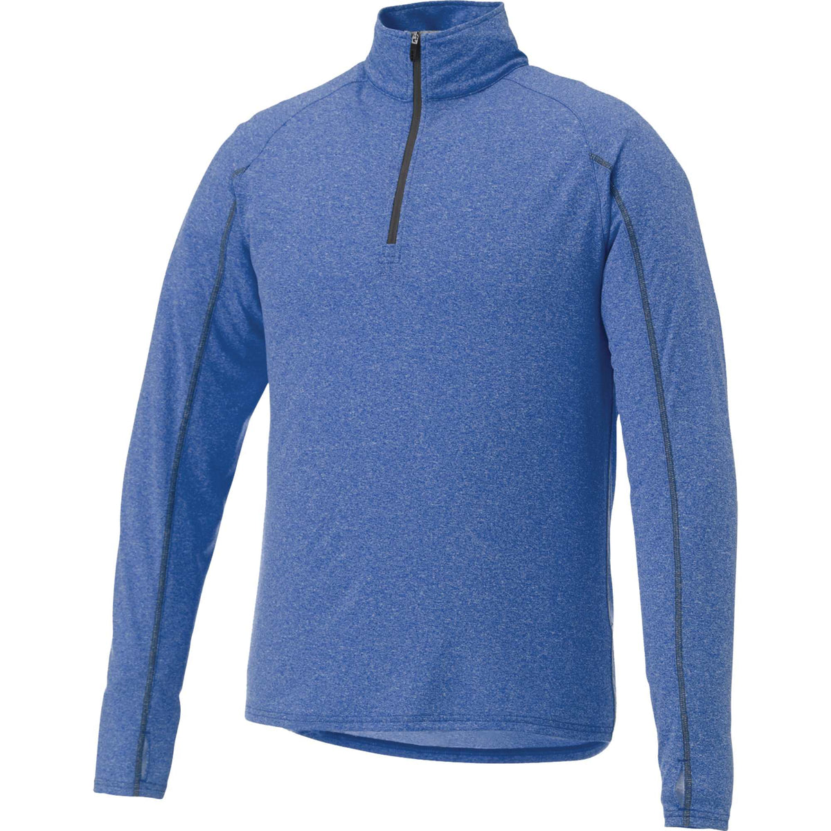 Taza Knit Quarter Zip with Thumb Holes for Men Transfer - New Royal Heather - Flat 2
