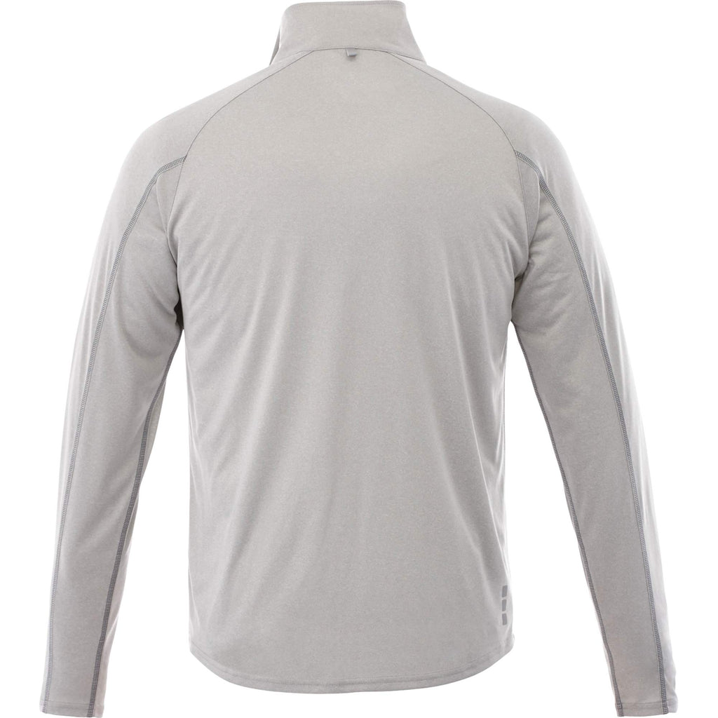 Taza Knit Quarter Zip with Thumb Holes for Men Transfer - Silver Heather - Back Flat