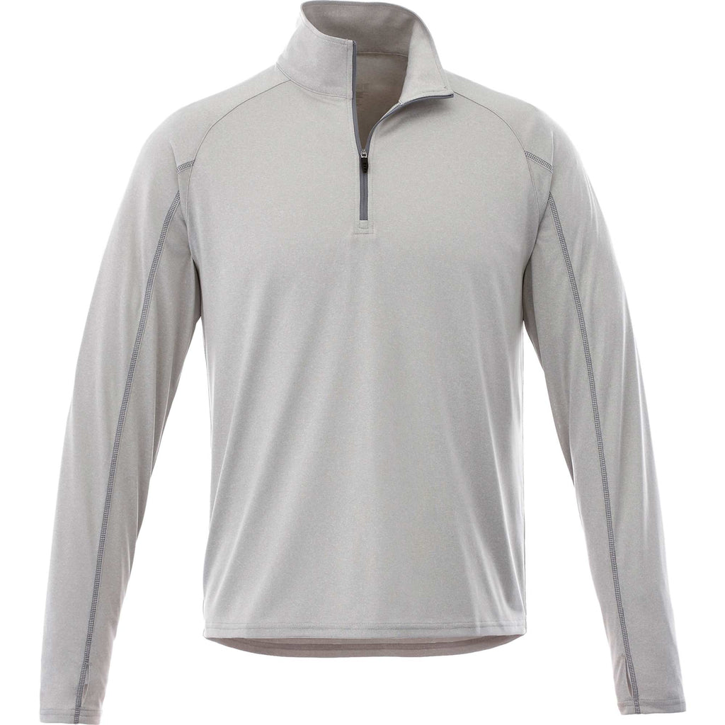 Taza Knit Quarter Zip with Thumb Holes for Men Transfer - Silver Heather - Flat