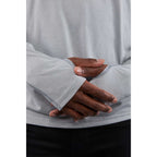 Taza Knit Quarter Zip with Thumb Holes for Men Transfer - Silver Heather - Front On Model