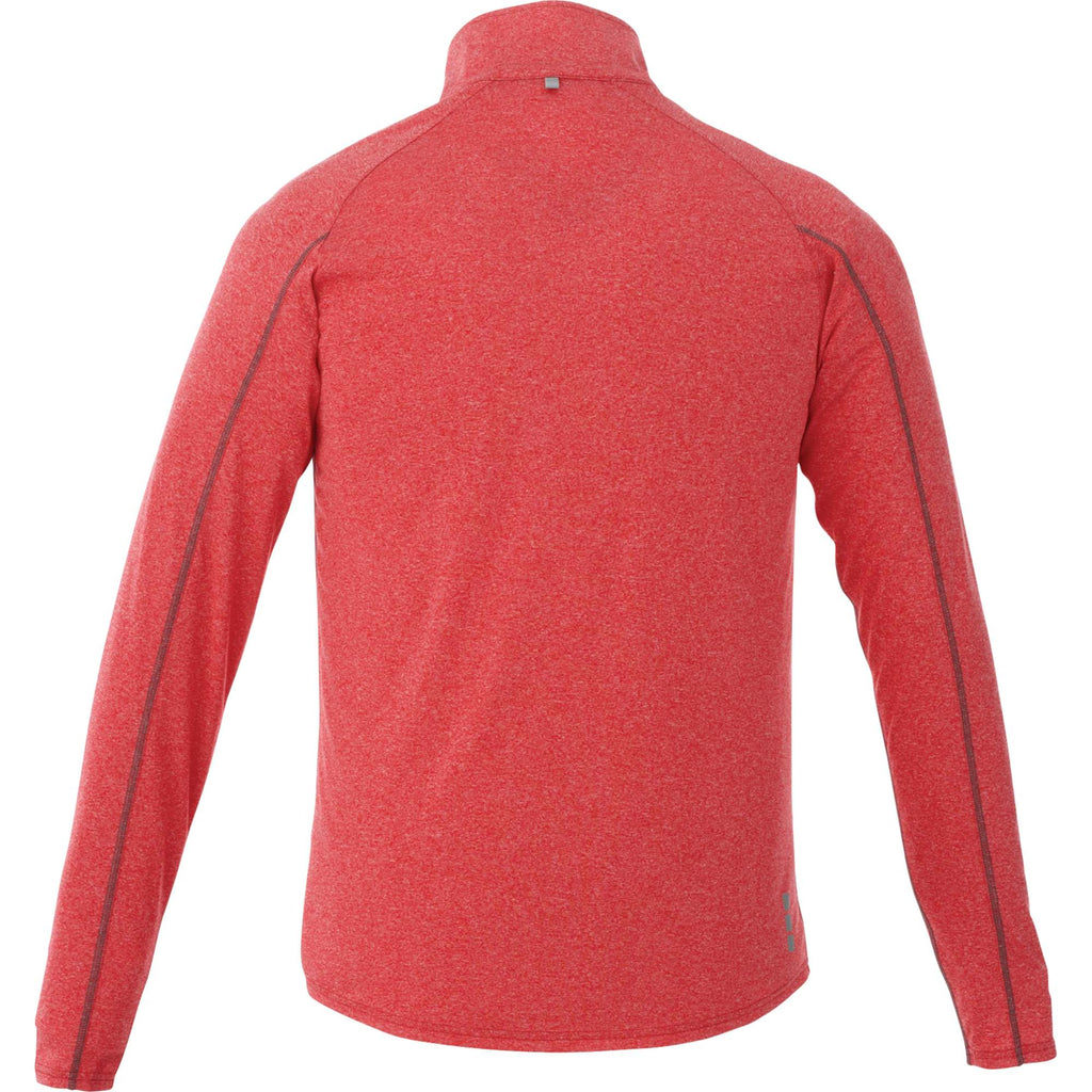 Taza Knit Quarter Zip with Thumb Holes for Men Transfer - Team Red Heather - Back Flat