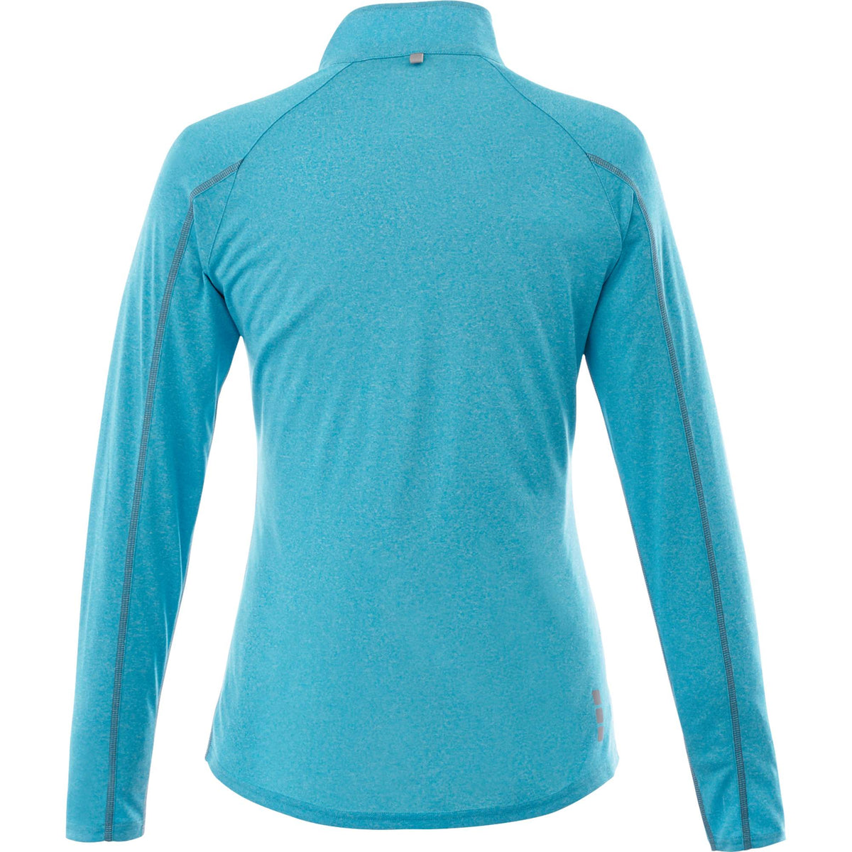Taza Knit Quarter Zip with Thumb Holes for Women Debossing - Aspen Heather - Back Flat