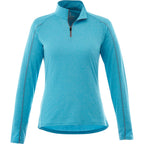 Taza Knit Quarter Zip with Thumb Holes for Women Debossing - Aspen Heather - Front Flat