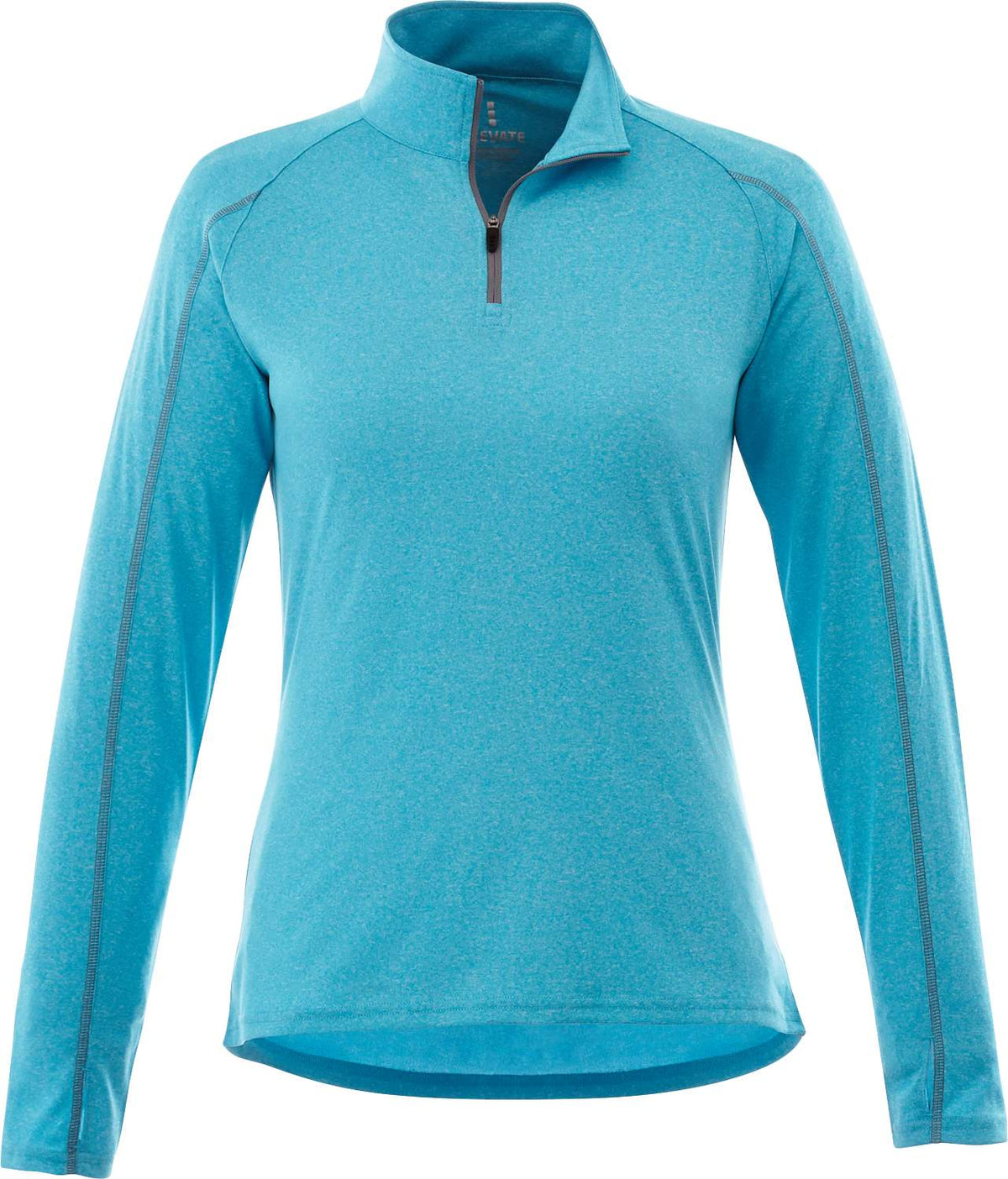 Taza Knit Quarter Zip with Thumb Holes for Women Debossing - Aspen Heather - Front Flat
