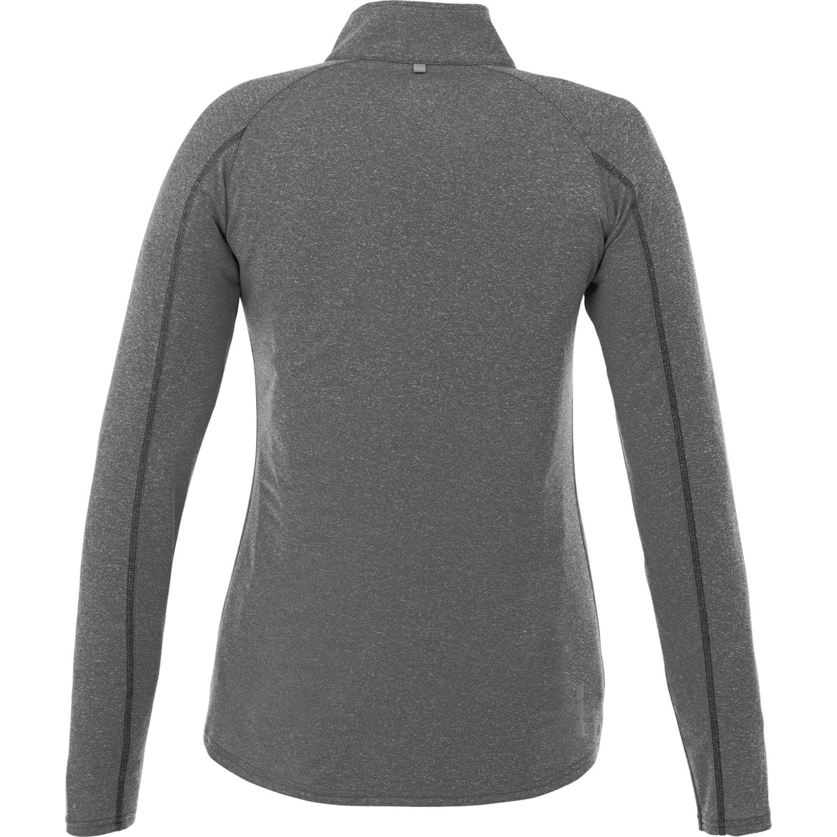 Taza Knit Quarter Zip with Thumb Holes for Women Debossing - Heather Dark Charcoal - Back Flat