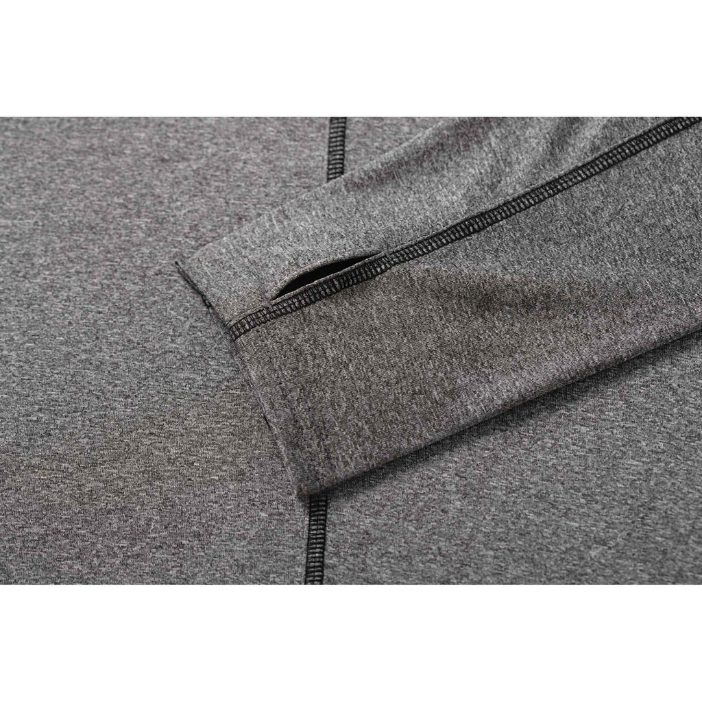 Taza Knit Quarter Zip with Thumb Holes for Women Debossing - Heather Dark Charcoal - Flat 2