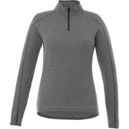 Taza Knit Quarter Zip with Thumb Holes for Women Debossing - Heather Dark Charcoal - Front