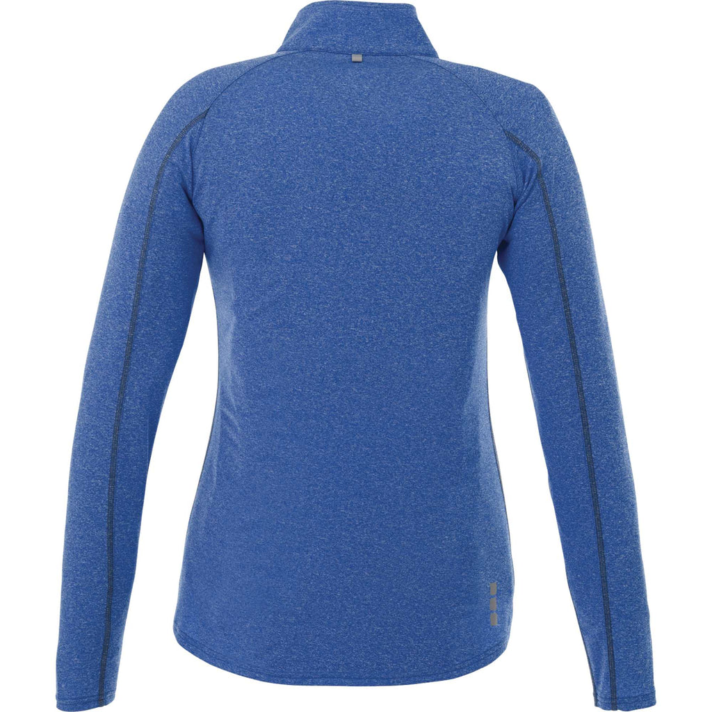 Taza Knit Quarter Zip with Thumb Holes for Women Debossing - New Royal Heather - Back Flat