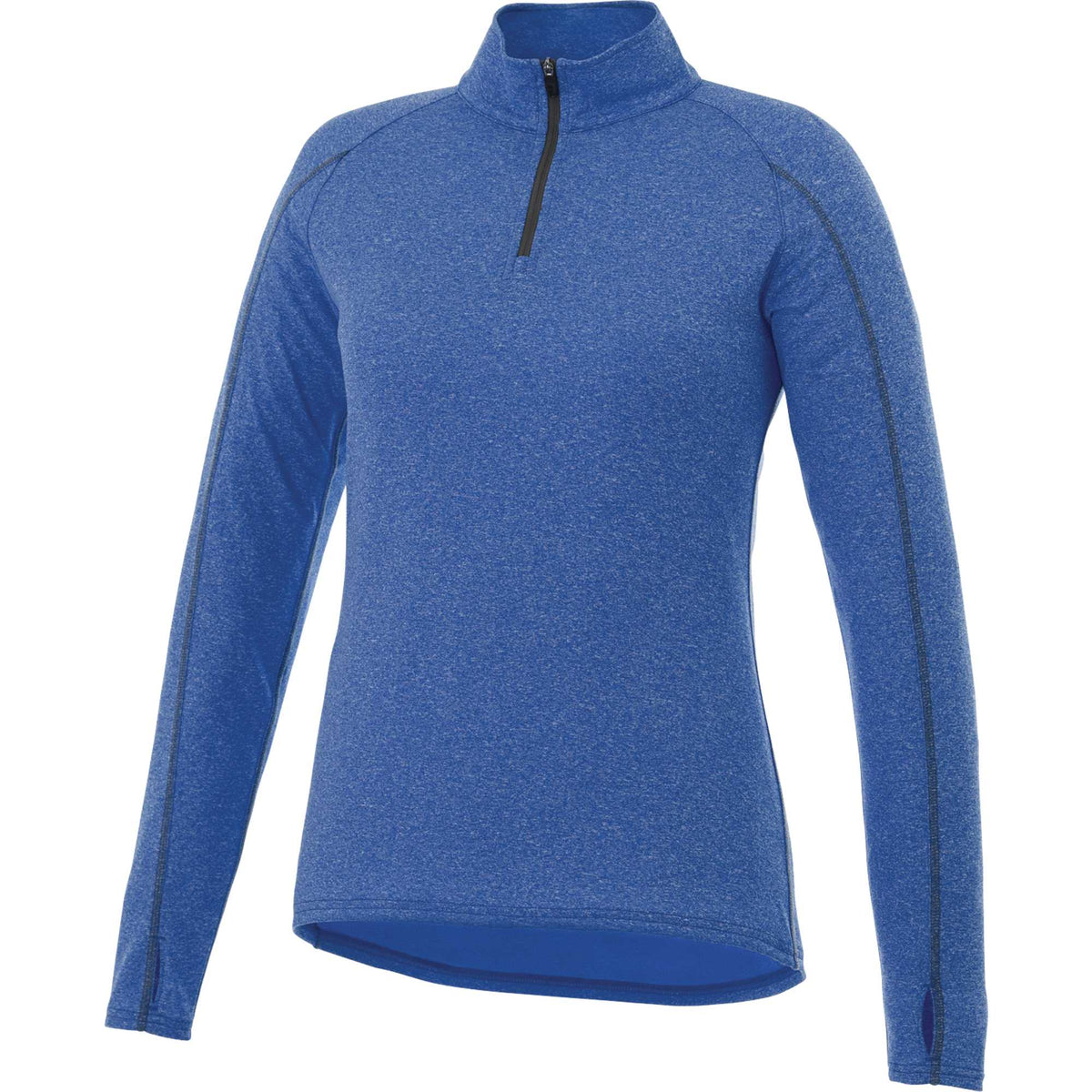 Taza Knit Quarter Zip with Thumb Holes for Women Debossing - New Royal Heather - Flat