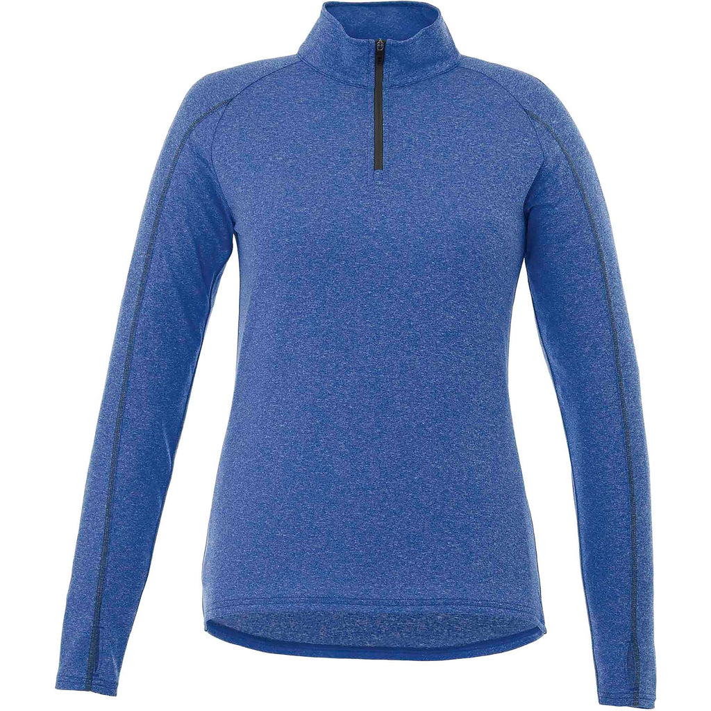 Taza Knit Quarter Zip with Thumb Holes for Women Debossing - New Royal Heather - Front