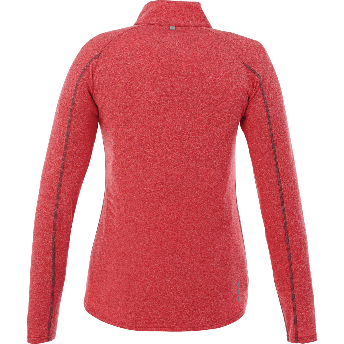 Taza Knit Quarter Zip with Thumb Holes for Women Debossing - Team Red Heather - Back Flat