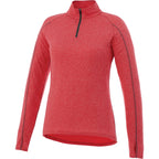 Taza Knit Quarter Zip with Thumb Holes for Women Debossing - Team Red Heather - Flat