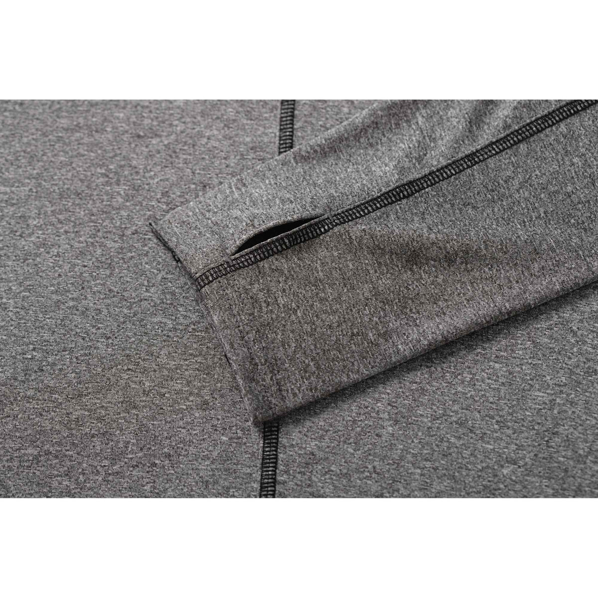 Taza Knit Quarter Zip with Thumb Holes for Women Embroidery - Heather Dark Charcoal - Flat 2