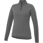 Taza Knit Quarter Zip with Thumb Holes for Women Embroidery - Heather Dark Charcoal - Flat