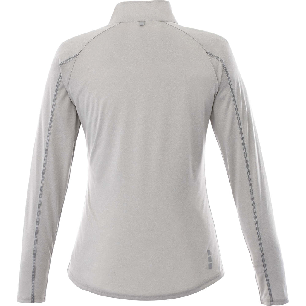 Taza Knit Quarter Zip with Thumb Holes for Women Transfer - Silver Heather - Back Flat