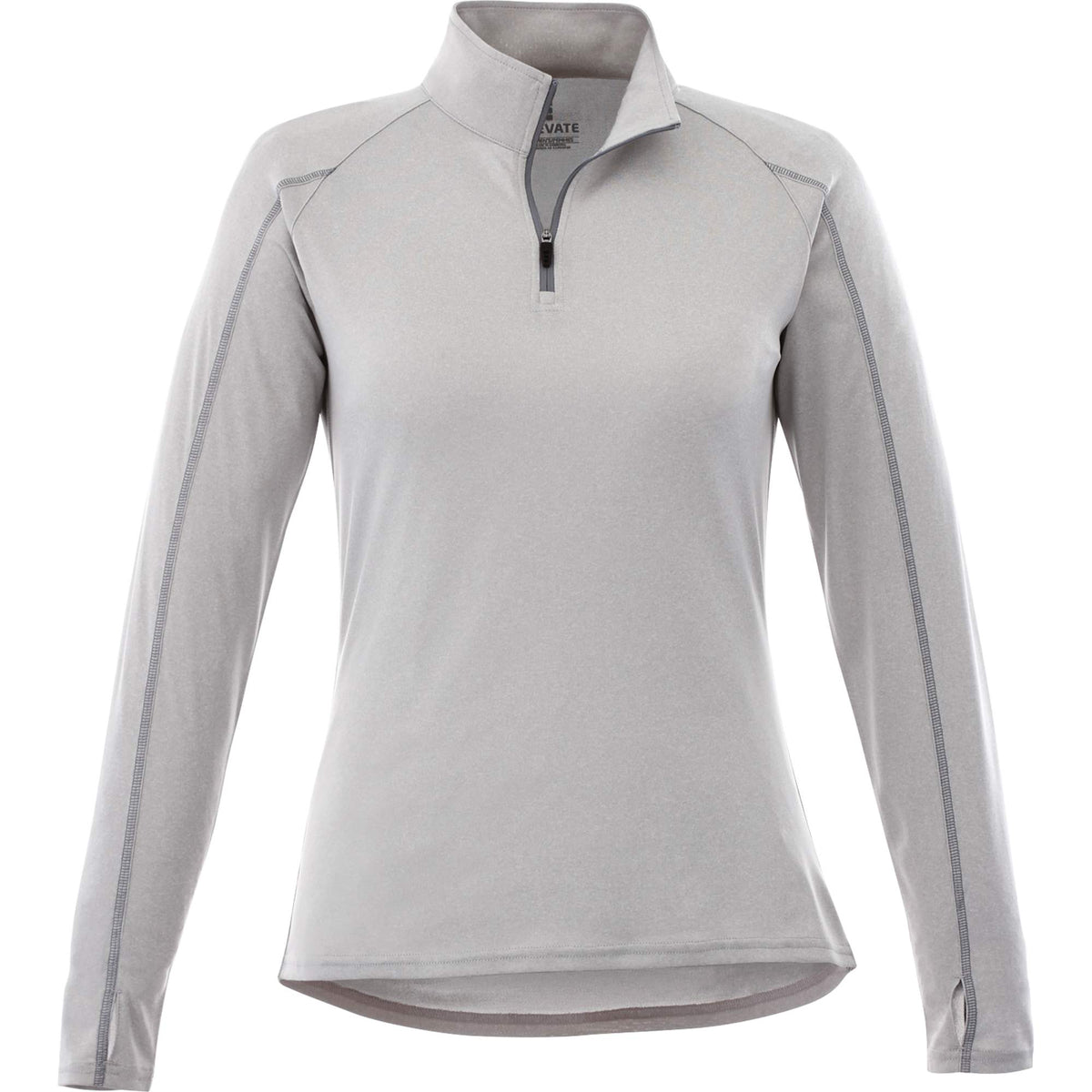 Taza Knit Quarter Zip with Thumb Holes for Women Transfer - Silver Heather - Front Flat