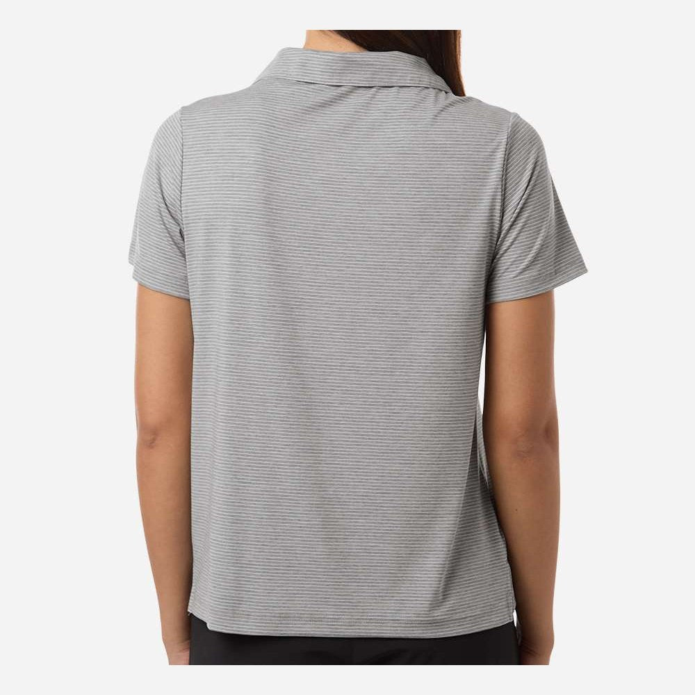 Team 365 Women's Relay Heathered Stripe Polo Embroidery - Athletic Heather/ White - On Model Back