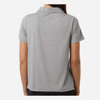 Team 365 Women's Relay Heathered Stripe Polo Embroidery - Athletic Heather/ White - On Model Back