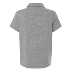 Team 365 Women's Relay Heathered Stripe Polo Embroidery - Black Heather/ White - Back