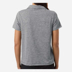 Team 365 Women's Relay Heathered Stripe Polo Embroidery - Black Heather/ White - On Model Back