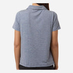 Team 365 Women's Relay Heathered Stripe Polo Embroidery - Sport Dark Navy Heather/ White - On Model Back