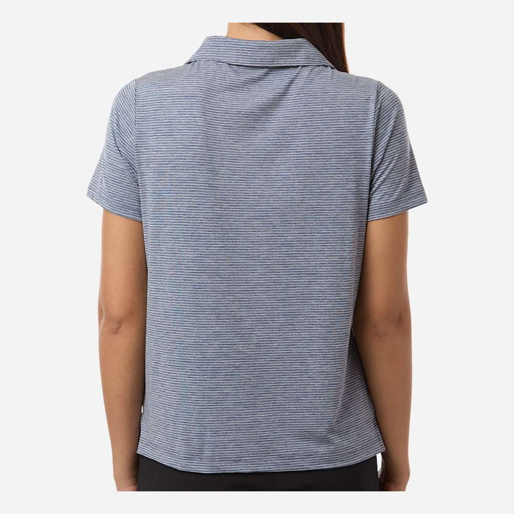 Team 365 Women's Relay Heathered Stripe Polo Embroidery - Sport Dark Navy Heather/ White - On Model Back