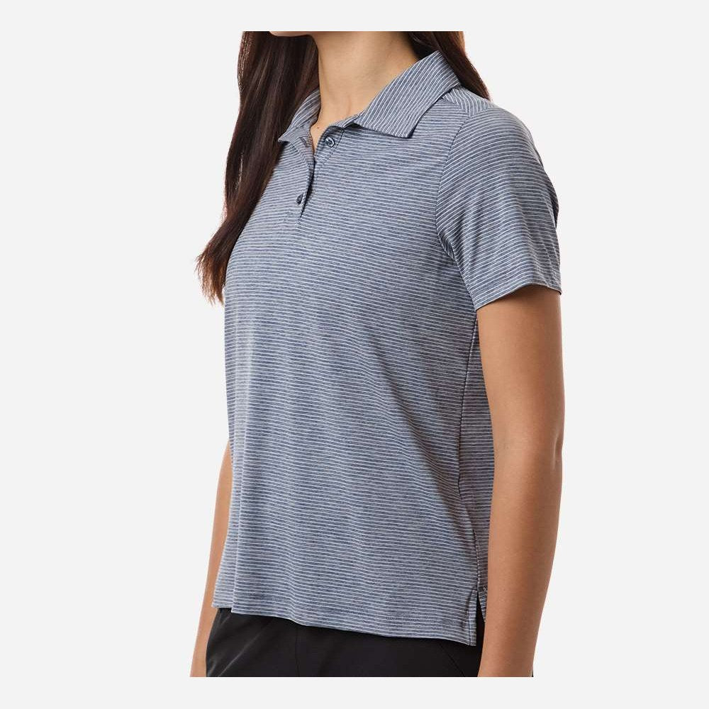Team 365 Women's Relay Heathered Stripe Polo Embroidery - Sport Dark Navy Heather/ White - On Model Side